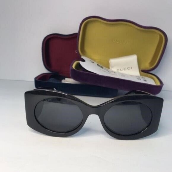 New- 💯 Original  Gucci GG0810S 001 Oval Quilted Thick Rim sunglasse","descripti - Picture 7 of 13